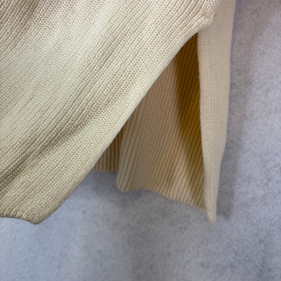 Everlane The Slouchy V-Neck in Everyday Cotton Bone Cream Ribbed Sweater Large - Picture 6 of 7